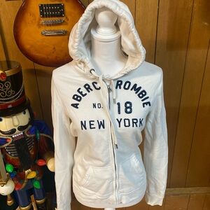 Abercrombie & Fitch Cream Hoodie with Black Text